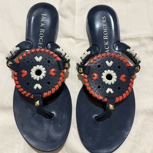 Jack Rogers Navy Sandals with Red and White Accents